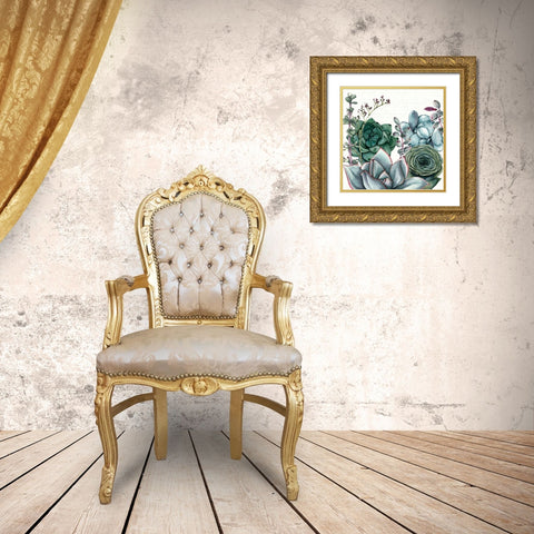 Succulent Garden I Gold Ornate Wood Framed Art Print with Double Matting by Jill, Susan