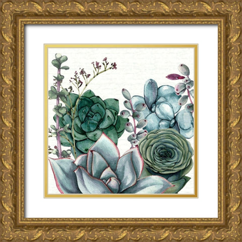 Succulent Garden I Gold Ornate Wood Framed Art Print with Double Matting by Jill, Susan