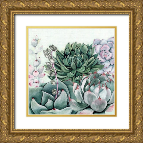 Succulent Garden II Gold Ornate Wood Framed Art Print with Double Matting by Jill, Susan
