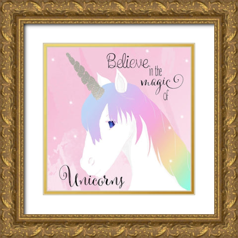 Believe in the Magic Gold Ornate Wood Framed Art Print with Double Matting by Santiago, Daniela