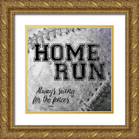 Home Run Gold Ornate Wood Framed Art Print with Double Matting by CAD Designs