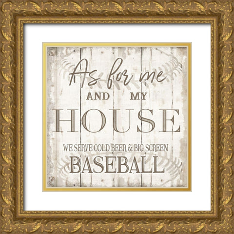 Baseball Gold Ornate Wood Framed Art Print with Double Matting by CAD Designs