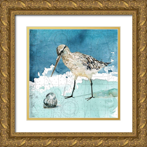 Bay Shore Sandpiper II Gold Ornate Wood Framed Art Print with Double Matting by Robinson, Carol