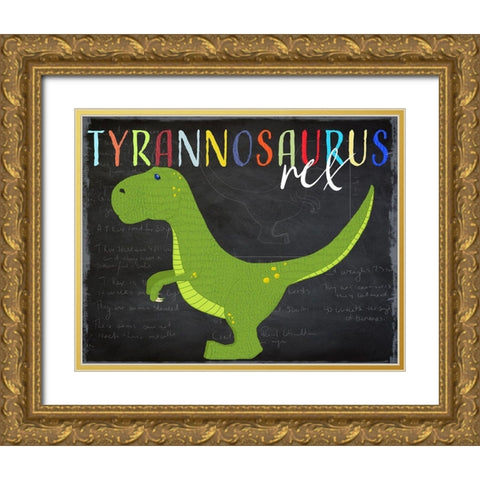 Tyrannosaurus Gold Ornate Wood Framed Art Print with Double Matting by Santiago, Daniela