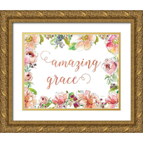 Amazing Grace Gold Ornate Wood Framed Art Print with Double Matting by Robinson, Carol