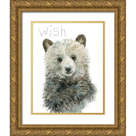 Forest Fur Baby Bear Gold Ornate Wood Framed Art Print with Double Matting by Robinson, Carol