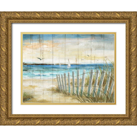 Coastal Causeway Gold Ornate Wood Framed Art Print with Double Matting by Nan