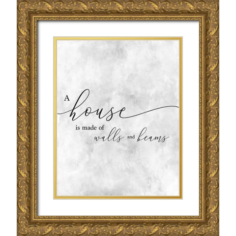 A House Gold Ornate Wood Framed Art Print with Double Matting by CAD Designs