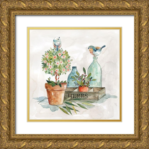 Garden Glimpse II Gold Ornate Wood Framed Art Print with Double Matting by Robinson, Carol