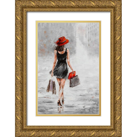 City Shopping I Gold Ornate Wood Framed Art Print with Double Matting by Kowalik, Jolanta