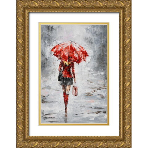 City in the Rain I Gold Ornate Wood Framed Art Print with Double Matting by Kowalik, Jolanta