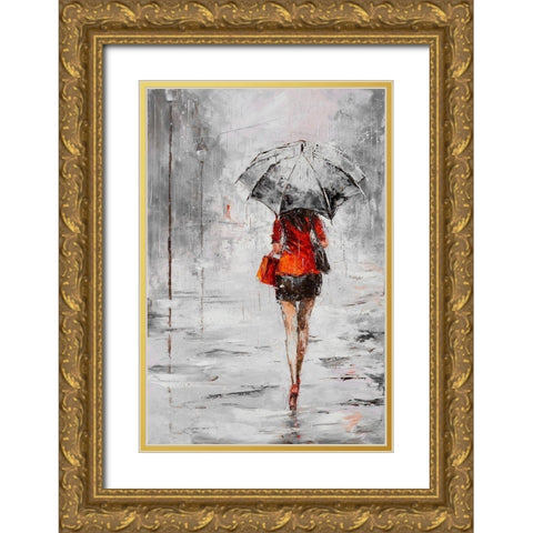 City in the Rain II Gold Ornate Wood Framed Art Print with Double Matting by Kowalik, Jolanta