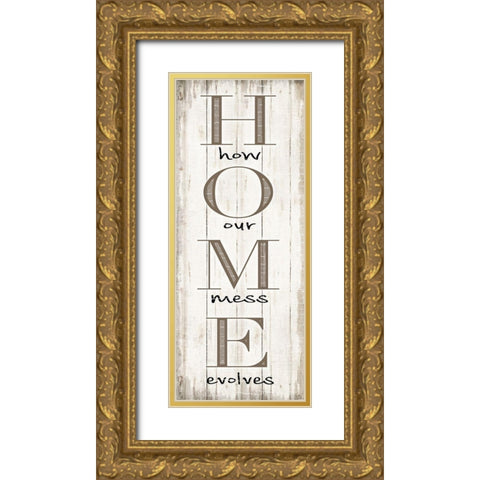 Home Gold Ornate Wood Framed Art Print with Double Matting by CAD Designs