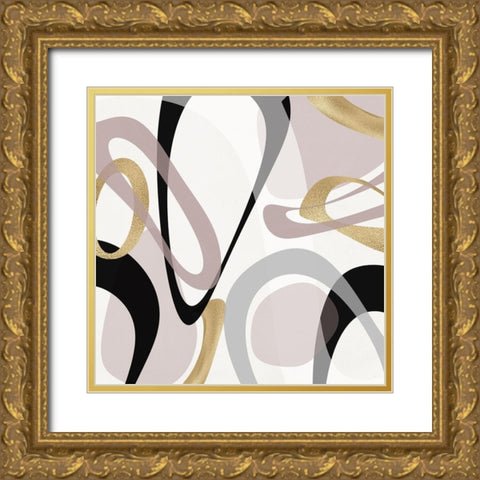 Tumbled Golden I Gold Ornate Wood Framed Art Print with Double Matting by Jill, Susan