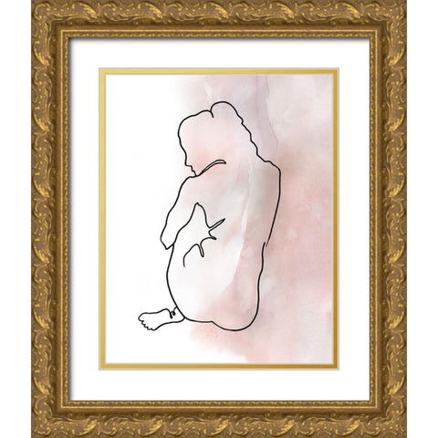 Figure Sketch III Gold Ornate Wood Framed Art Print with Double Matting by Robinson, Carol