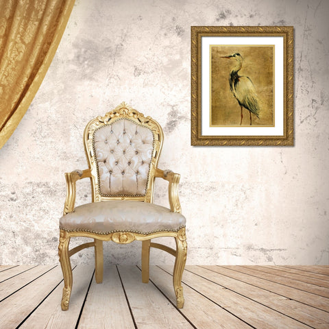 Gold Crane at Dusk II Gold Ornate Wood Framed Art Print with Double Matting by Robinson, Carol