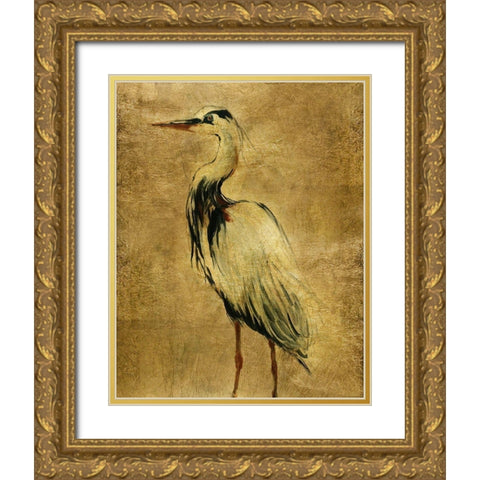 Gold Crane at Dusk II Gold Ornate Wood Framed Art Print with Double Matting by Robinson, Carol
