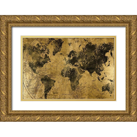 Golden Atlas Gold Ornate Wood Framed Art Print with Double Matting by CAD Designs