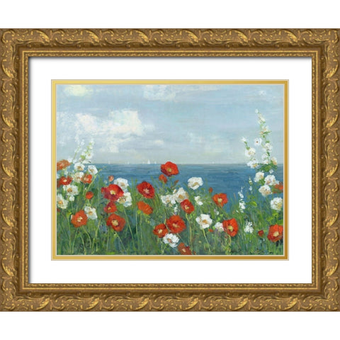 Through the Flowers Gold Ornate Wood Framed Art Print with Double Matting by Swatland, Sally