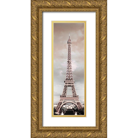 Shimmering Eiffel Gold Ornate Wood Framed Art Print with Double Matting by Pitamitz, Serigo