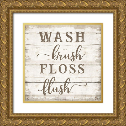 Wash Brush Gold Ornate Wood Framed Art Print with Double Matting by CAD Designs