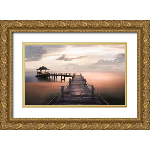 Early Morning Maldives Gold Ornate Wood Framed Art Print with Double Matting by Calascibetta, Mike