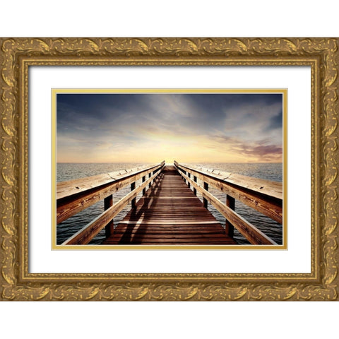 Break of Day Gold Ornate Wood Framed Art Print with Double Matting by Carpentieri, Natalie