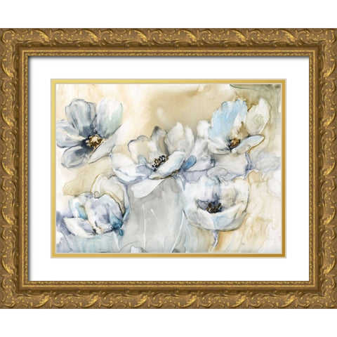 Soft Blooms Gold Ornate Wood Framed Art Print with Double Matting by Nan