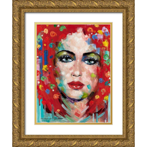 Confetti Girl II Gold Ornate Wood Framed Art Print with Double Matting by Orme, E. Anthony