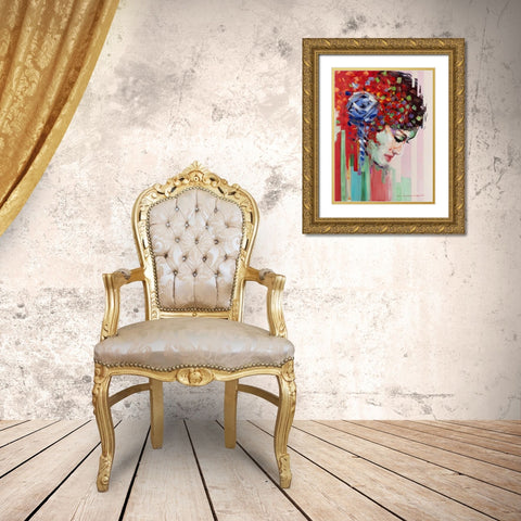 Confetti Girl III Gold Ornate Wood Framed Art Print with Double Matting by Orme, E. Anthony
