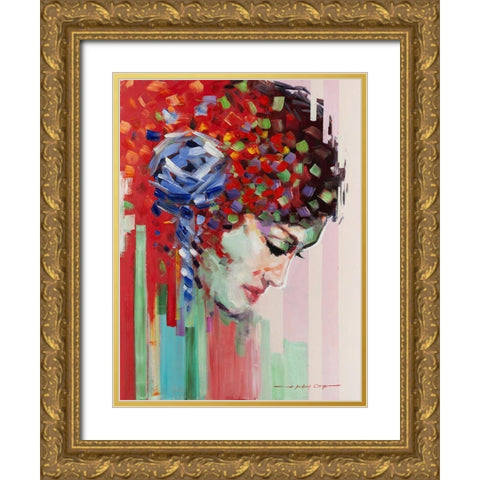 Confetti Girl III Gold Ornate Wood Framed Art Print with Double Matting by Orme, E. Anthony