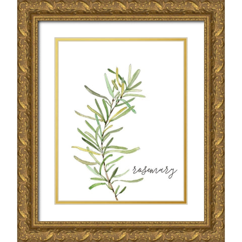 Fresh Sprig Rosemary Gold Ornate Wood Framed Art Print with Double Matting by Robinson, Carol