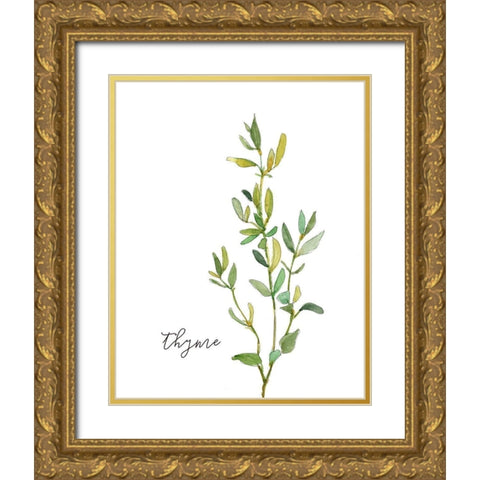Fresh Sprig Thyme Gold Ornate Wood Framed Art Print with Double Matting by Robinson, Carol
