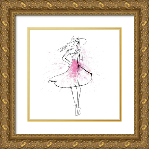 Whimsy Girl I Gold Ornate Wood Framed Art Print with Double Matting by Knutsen, Conrad