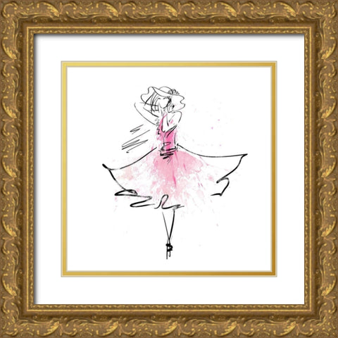Whimsy Girl II Gold Ornate Wood Framed Art Print with Double Matting by Knutsen, Conrad