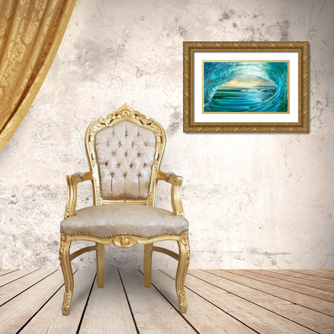 Big Wave Gold Ornate Wood Framed Art Print with Double Matting by Calascibetta, Mike