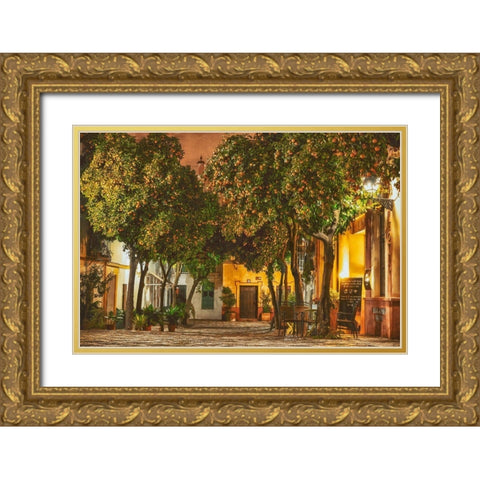 Night in Sevilla Gold Ornate Wood Framed Art Print with Double Matting by Van de Goor, Lars