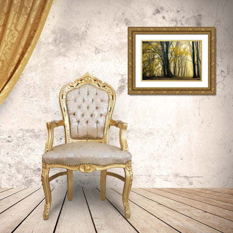 In Love with Golden Fall Gold Ornate Wood Framed Art Print with Double Matting by Van de Goor, Lars