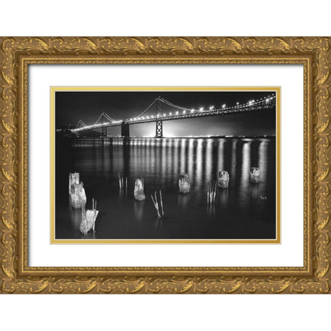 Night Reflections Gold Ornate Wood Framed Art Print with Double Matting by Reed, Aaron