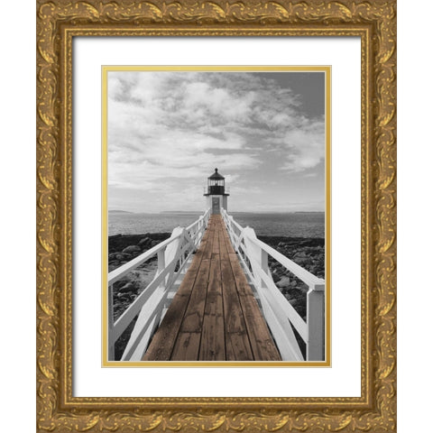 Port Clyde Lighthouse Gold Ornate Wood Framed Art Print with Double Matting by Eggers, Julie