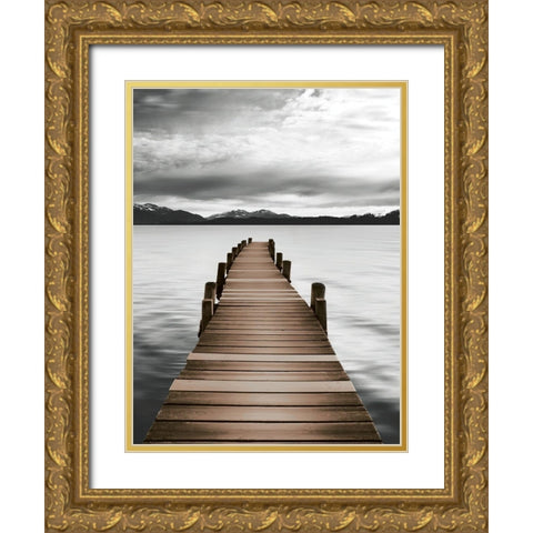 Mountain Jetty Gold Ornate Wood Framed Art Print with Double Matting by Delimont, Danita