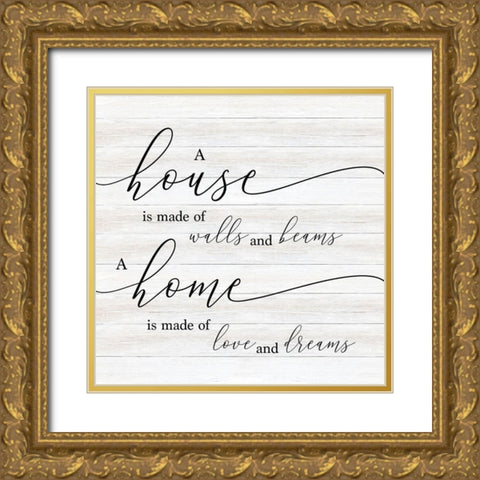 Home is Made Gold Ornate Wood Framed Art Print with Double Matting by CAD Designs