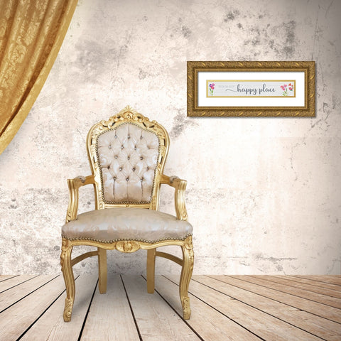 Happy Place Gold Ornate Wood Framed Art Print with Double Matting by Troise Heidel, Theresa