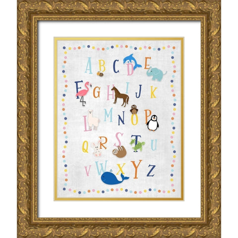 Animal Alphabet Gold Ornate Wood Framed Art Print with Double Matting by Carpentieri, Natalie