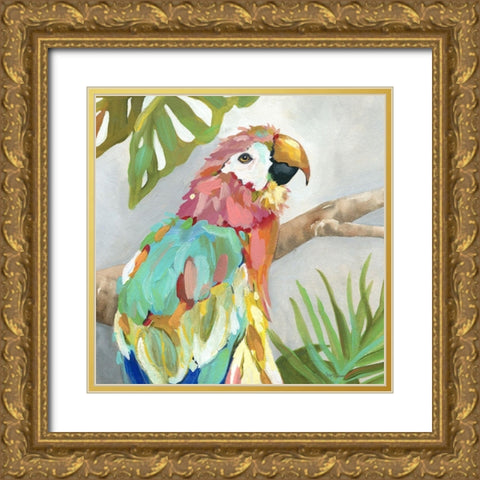 Tropical Plumage Gold Ornate Wood Framed Art Print with Double Matting by Robinson, Carol