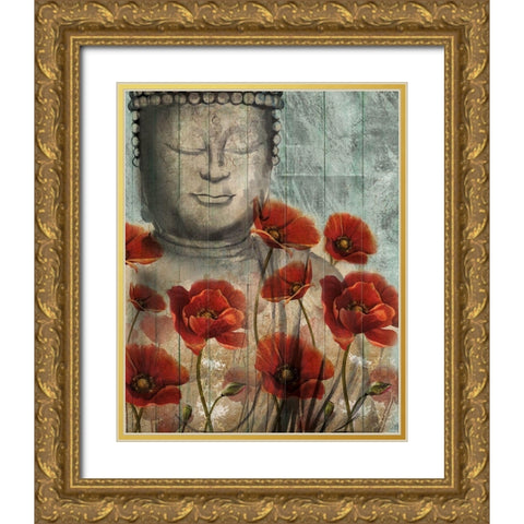 Floral Buddha Gold Ornate Wood Framed Art Print with Double Matting by Knutsen, Conrad