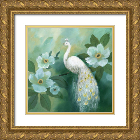 Proud Peacock Gold Ornate Wood Framed Art Print with Double Matting by Nan