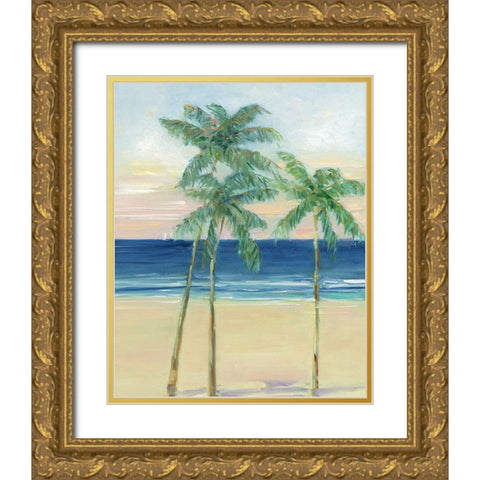 Paradise Palm Gold Ornate Wood Framed Art Print with Double Matting by Swatland, Sally