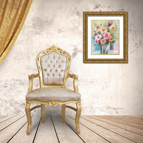 Bright Bouquet Gold Ornate Wood Framed Art Print with Double Matting by Nan