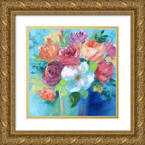 Bold Floral Gold Ornate Wood Framed Art Print with Double Matting by Nan